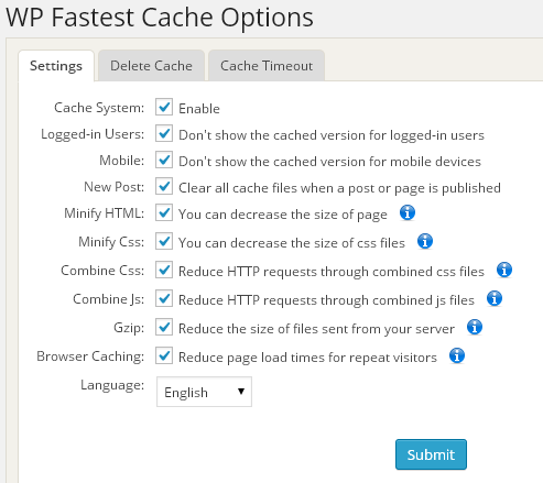 Opsi WP Fastest Cache